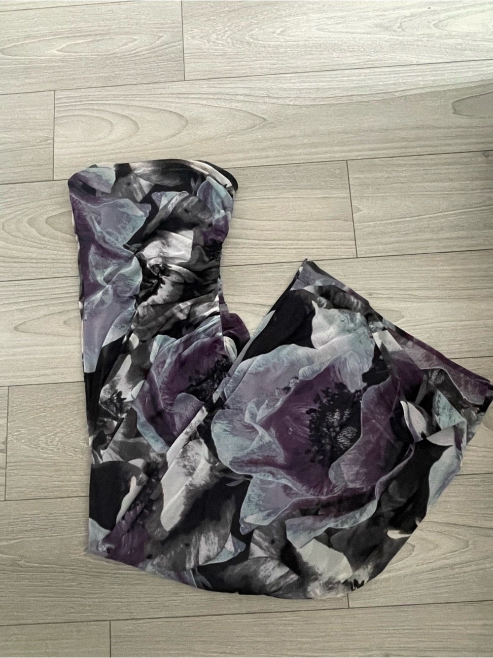 Vintage Le Chateau Purple and Black Floral Dress